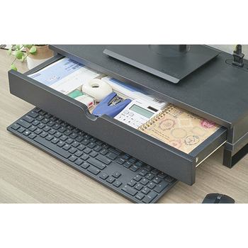 COM STYLING コンセント付モニターラック 引き出し付 幅560×高さ130mm ホワイト MRD-01BK 1台