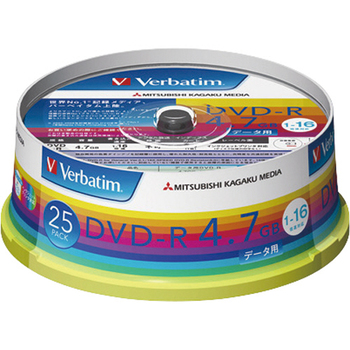 バーベイタム データ用DVD-R 4.7GB 1-16倍速 ホワイトワイドプリンタブル スピンドルケース DHR47JP25V1 1パック(25枚)