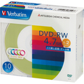 バーベイタム データ用DVD-RW 4.7GB 1-2倍速 5色カラーMIX 5mmスリムケース DHW47NM10V1 1パック(10枚)