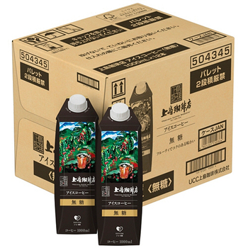 UCC 上島珈琲店 アイスコーヒー 無糖 1L 紙パック(口栓付) 1ケース(12本)