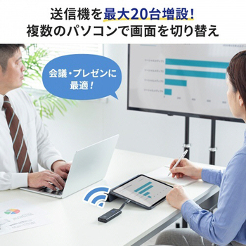 サンワサプライ 4K対応ワイヤレスHDMIエクステンダー(Type-C接続用) VGA-EXWHD12C 1台