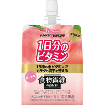 ハウスウェルネスフーズ PERFECT VITAMIN 1日分のビタミンゼリー 食物繊維 ピーチ味 180g 1ケース(24パック)
