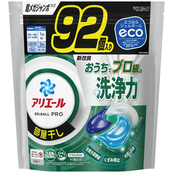 P&G アリエール ジェルボールプロ 部屋干し用 つめかえ用 超メガジャンボ 1パック(92個)