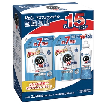 P&G 除菌ジョイ コンパクト 業務用セット(本体190ml×1本+つめかえ超特大1065ml×2個) 1セット