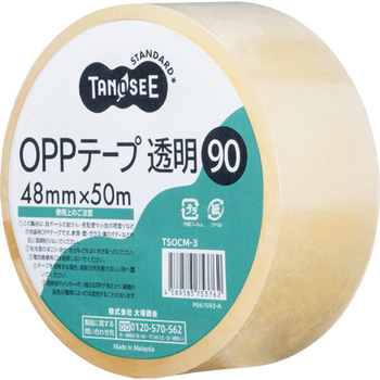 TANOSEE OPPテープ 透明 48mm×50m 90μm 1巻