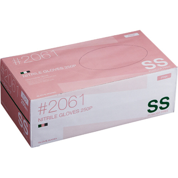 川西工業 ニトリル 使いきり手袋 粉なし ピンク SS #2061 1セット(2500枚:250枚×10箱)