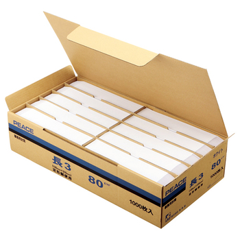 ピース 再生ケント封筒 角3 100g/m2 〒枠なし ホワイト 業務用パック 677-80 1箱(500枚)