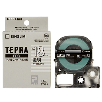 まとめ) キングジム テプラ PRO テープカートリッジ 18mm 透明／白文字