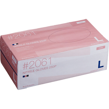 川西工業 ニトリル 使いきり手袋 粉なし ピンク L #2061 1セット(2500枚:250枚×10箱)