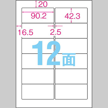 TANOSEE 各種プリンタ対応ラベル スタンダードタイプ A4 NEC12面 90.2×42.3mm 1冊(100シート)