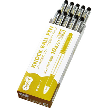 TANOSEE ノック式なめらかインク油性ボールペン(使い切りタイプ) グリップ付 0.7mm 黒 (軸色:クリア) 1セット(100本:10本×10パック)
