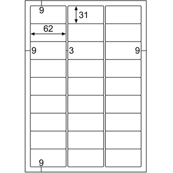 ヒサゴ エコノミーラベル A4 27面 62×31mm 四辺余白 角丸 ELM030S 1冊(30シート)