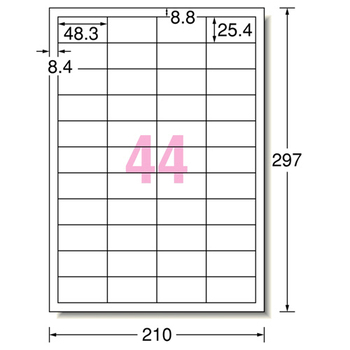 エーワン ラベルシール[プリンタ兼用] キレイにはがせるタイプ マット紙・ホワイト A4 44面 48.3×25.4mm 四辺余白付 31268 1冊(10シー