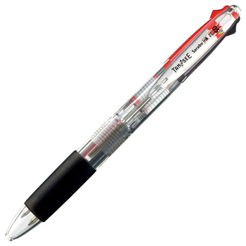 TANOSEE ノック式油性2色ボールペン(なめらかインク) 0.5mm (軸色:クリア) 1セット(10本)