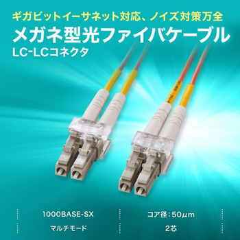 サンワサプライ メガネ型光ファイバケーブル LC×2-LC×2 1m マルチモード50μm HKB-LCLC5-01N 1本