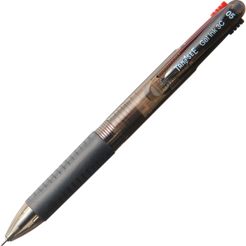 TANOSEE ノック式ゲルインク3色ボールペン 0.5mm (軸色:ブラック) 1セット(10本)