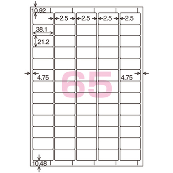 コクヨ 貼ってはがせる はかどりラベル(各社共通レイアウト) A4 65面 21.2×38.1mm KPC-HE1651-100N 1冊(100シート)