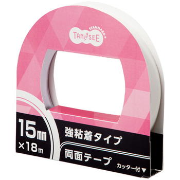 TANOSEE 両面テープ 強粘着タイプ カッター付 15mm×18m 1セット(10巻)