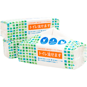 マスコー製紙 そのまま水に流せるペーパータオル トイレ流せます 200枚(100組) 1セット(48個:3個×16パック)