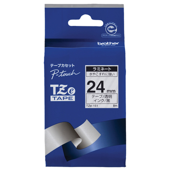 ブラザー ピータッチ TZeテープ ラミネートテープ 24mm 透明/黒文字 TZE-151 1個