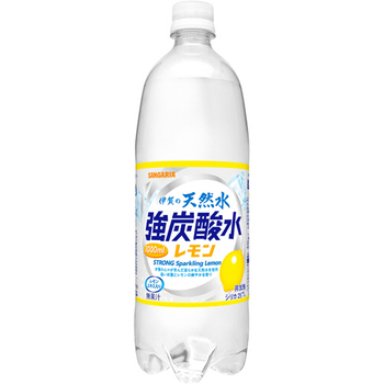 サンガリア 伊賀の天然水 強炭酸水 レモン 1L ペットボトル 1セット(24本:12本×2ケース)