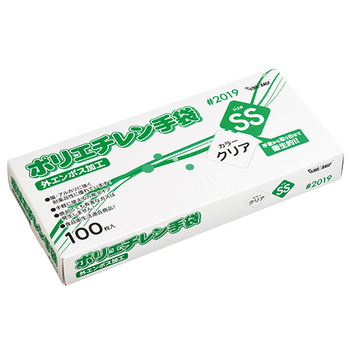 川西工業 ポリエチレン手袋 #2019 外エンボス クリア SS 1セット(1000枚:100枚×10箱)