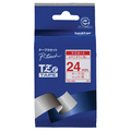 ブラザー ピータッチ TZeテープ ラミネートテープ 24mm 白/赤文字 TZE-252 1個