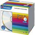 バーベイタム データ用DVD-R 4.7GB 1-16倍速 ブランドシルバー 5mmスリムケース DHR47J20V1 1パック(20枚)