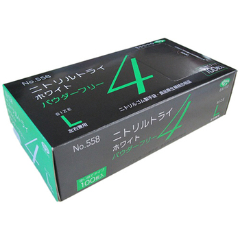 エブノ ニトリルトライ4 ホワイト パウダーフリー L No-558 1箱(100枚)