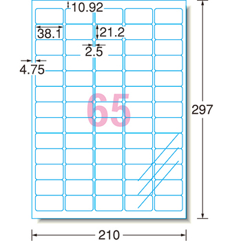 エーワン ラベルシール[レーザープリンタ] ツヤ消しフィルム・透明 A4 65面 38.1×21.2mm 四辺余白付 角丸 29464 1冊(10シート)