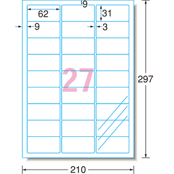 エーワン ラベルシール[インクジェット] ツヤ消しフィルム・透明 A4 27面 62×31mm 四辺余白付 角丸 29442 1冊(7シート)