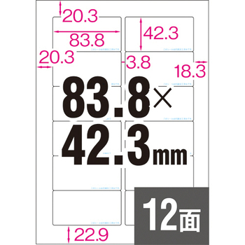ヒサゴ 抗菌紙ラベル A4 12面 83.8×42.3mm OPK861 1冊(20シート)