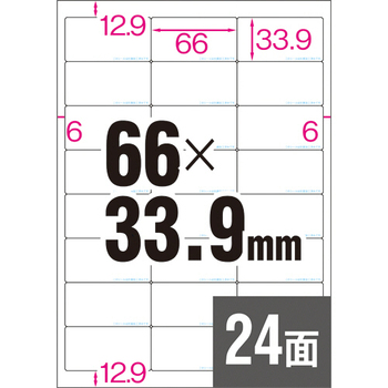 ヒサゴ 抗菌紙ラベル A4 24面 66×33.9mm OPK3008 1冊(20シート)