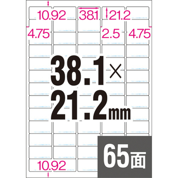 ヒサゴ 抗菌紙ラベル A4 65面 38.1×21.2mm OPK3011 1冊(20シート)