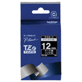 ブラザー ピータッチ TZeテープ ラミネートテープ 12mm 黒/白文字 TZE-335 1個