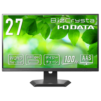 アイオーデータ BizCrysta デイジーチェーン接続対応&65W給電 Type-C搭載27型液晶ディスプレイ ブラック 5年保証 LCD-CQ271SA-F