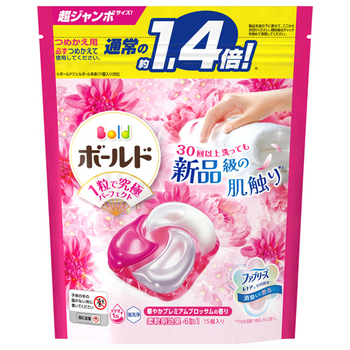 P&G ボールド ジェルボール4D 華やかプレミアムブロッサムの香り つめかえ用 超ジャンボサイズ 1パック(15個)