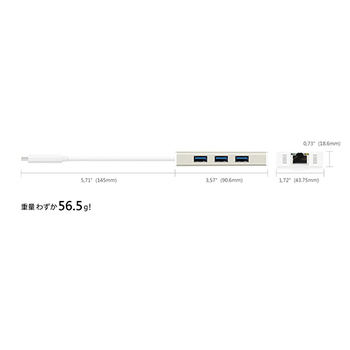 j5 Create Type-C to ギガビットイーサネット&USB3.0Adapter JCH471 1個