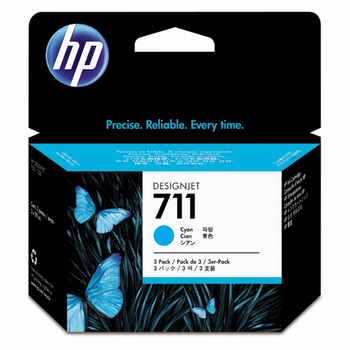 HP HP711 インクカートリッジ シアン 29ml/個 染料系 CZ134A 1箱(3個)