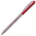 TANOSEE ノック式なめらかインク油性ボールペン グリップなし 0.5mm 赤 (軸色:クリア) 1パック(10本)