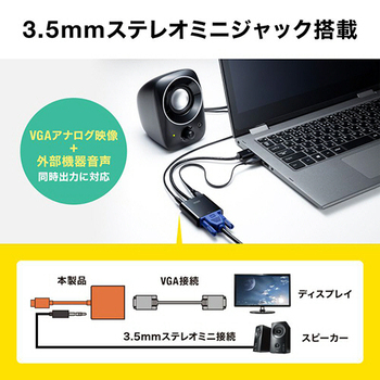 サンワサプライ HDMI-VGA変換アダプタ(オーディオ出力付き) AD-HD23VGA 1個