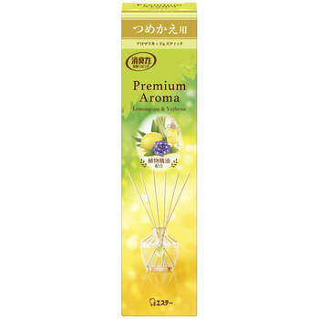 エステー 玄関・リビング用 消臭力 Premium Aroma Stick レモングラス&バーベナ つめかえ用 65mL 1個