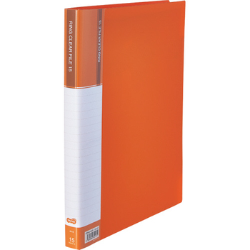 TANOSEE PPクリヤーファイル(差替式) A4タテ 30穴 15ポケット付属 背幅25mm オレンジ 1冊