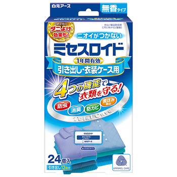白元アース ミセスロイド 引き出し用 1年防虫 無香 1パック(24個)