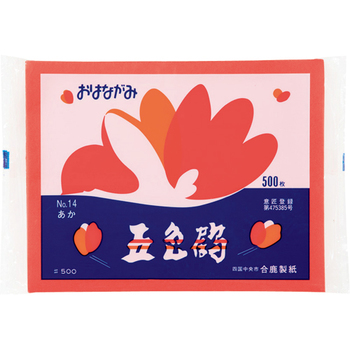 合鹿製紙 おはながみ五色鶴 赤 GO-500-R 1パック(500枚)
