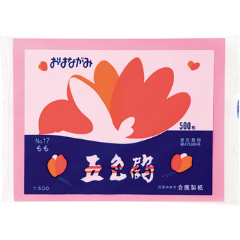 合鹿製紙 おはながみ五色鶴 桃 GO-500-P 1パック(500枚)