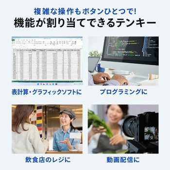 サンワサプライ プログラマブルテンキー(有線&無線2.4Gモデル) NT-WL26BK 1個