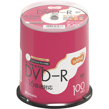 TANOSEE バーベイタム データ用DVD-R 4.7GB 1-16倍速 ホワイトワイドプリンタブル スピンドルケース DHR47JP100T2 1パック(1