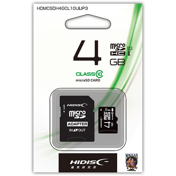 ハイディスク microSDHCカード 4GB class10 UHS-I対応 SD変換アダプター付き HDMCSDH4GCL10UIJP3 1枚