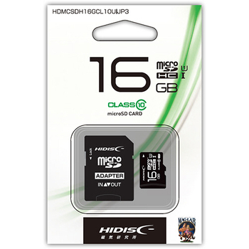 ハイディスク microSDHCカード 16GB class10 UHS-I対応 SD変換アダプター付き HDMCSDH16GCL10UIJP3 1枚